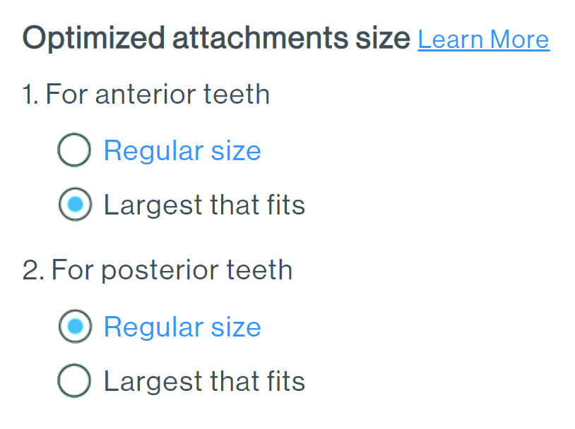 Invisalign optimized attachments