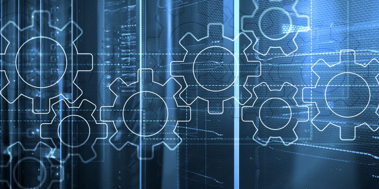 Gears interlocking to show integration of iTero scanners with Dentrix, Dentrix, Ascend, and Dentally platforms.